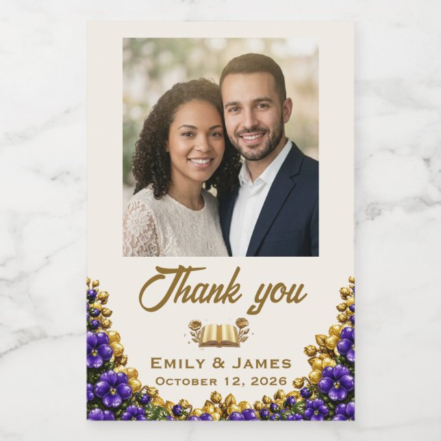 Illinois Violet Wedding Photo Bottle Label (Single Label)