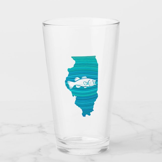 Illinois Wave Fishing Glass (Front)
