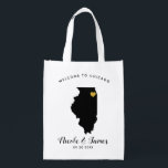 Illinois Wedding Welcome Bag Tote, Gold Heart<br><div class="desc">Fill this welcome bag with favourite goodies for your guests to enjoy when they arrive in Illinois!</div>