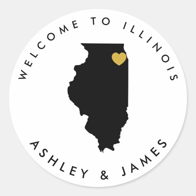 Illinois Wedding Welcome Sticker for Treat Box Bag (Front)
