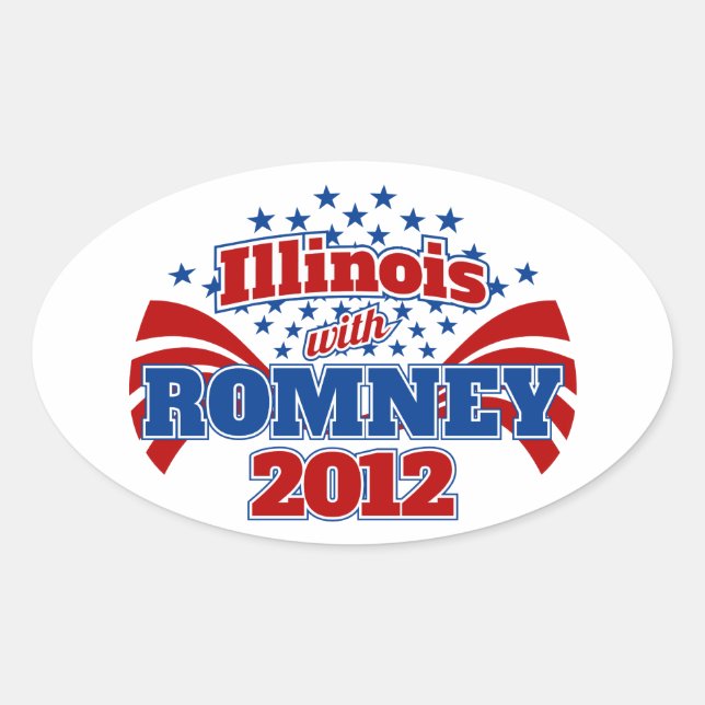 Illinois with Romney 2012 Oval Sticker (Front)