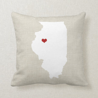 Illinoise State Pillow Faux Linen Personalised