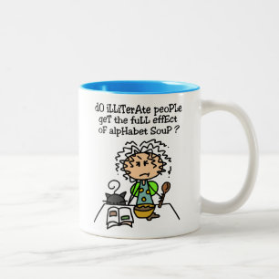 Illiterate People Humour Two-Tone Coffee Mug