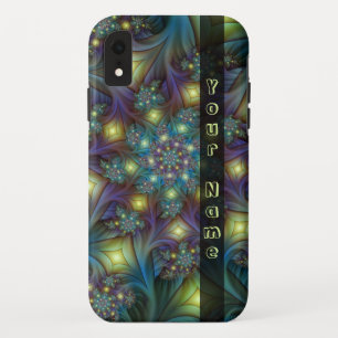 Illuminated abstract blue purple Fractal Name Case-Mate iPhone Case