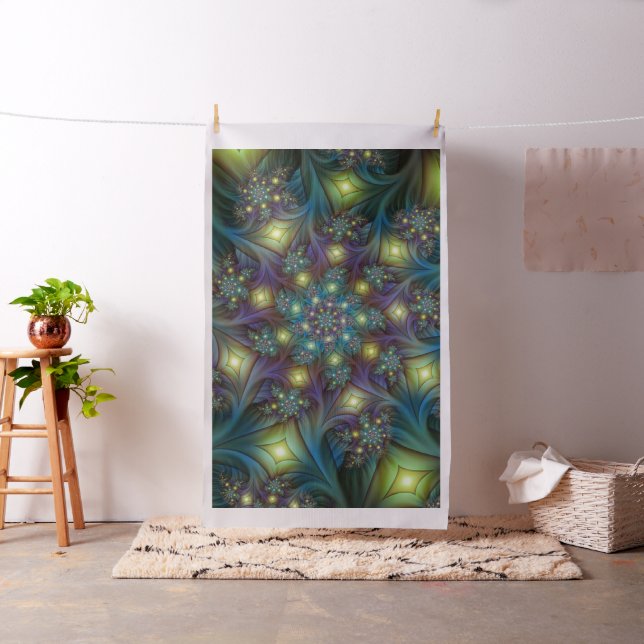 Illuminated abstract blue purple Fractal Pattern Fabric (In Situ)