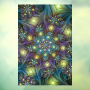 Illuminated Abstract Shiny Teal Purple Fractal Art