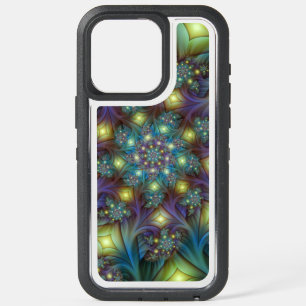 Illuminated Abstract Shiny Teal Purple Fractal Art