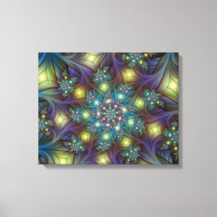 Illuminated Abstract Shiny Teal Purple Fractal Art Canvas Print