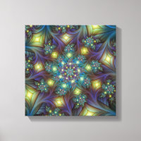 Illuminated Abstract Shiny Teal Purple Fractal Art