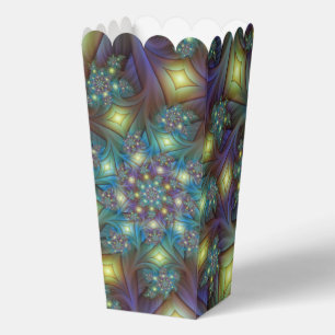Illuminated Abstract Shiny Teal Purple Fractal Art Favour Box