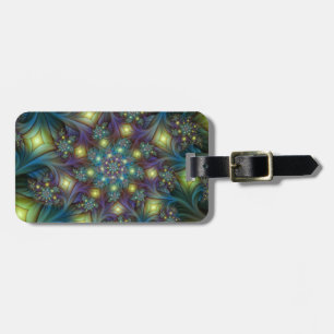 Illuminated Abstract Shiny Teal Purple Fractal Art Luggage Tag