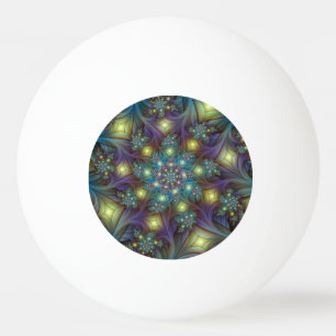 Illuminated Abstract Shiny Teal Purple Fractal Art Ping Pong Ball