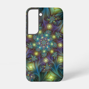 Illuminated Abstract Shiny Teal Purple Fractal Art Samsung Galaxy Case
