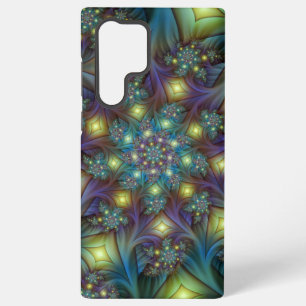 Illuminated Abstract Shiny Teal Purple Fractal Art Samsung Galaxy Case
