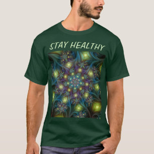 Illuminated Abstract Shiny Teal Purple Fractal Art T-Shirt