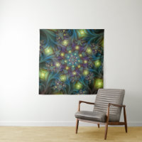 Illuminated Abstract Shiny Teal Purple Fractal Art