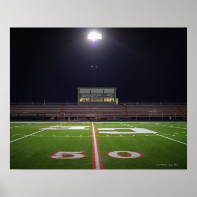 Illuminated American football field at night Poster (Front)