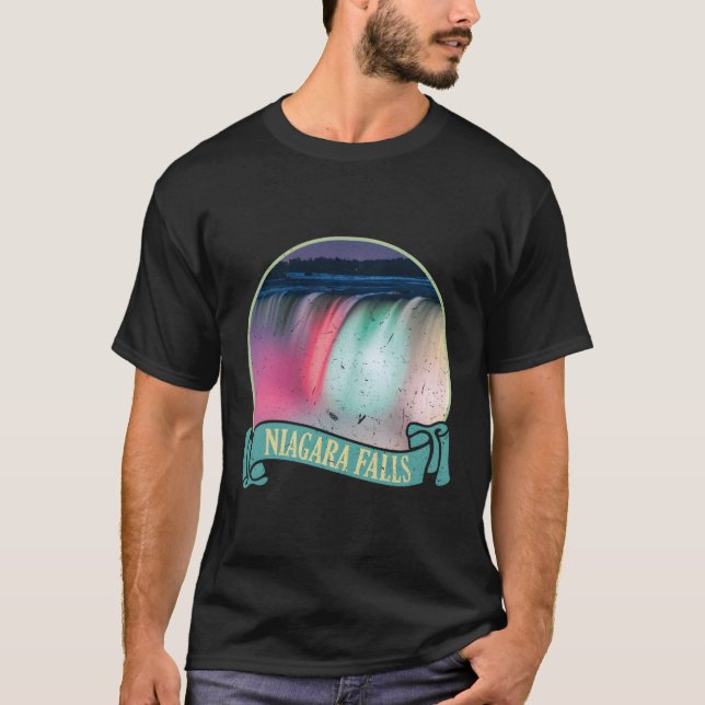 Illuminated At Night Niagara Falls T-Shirt (Front)