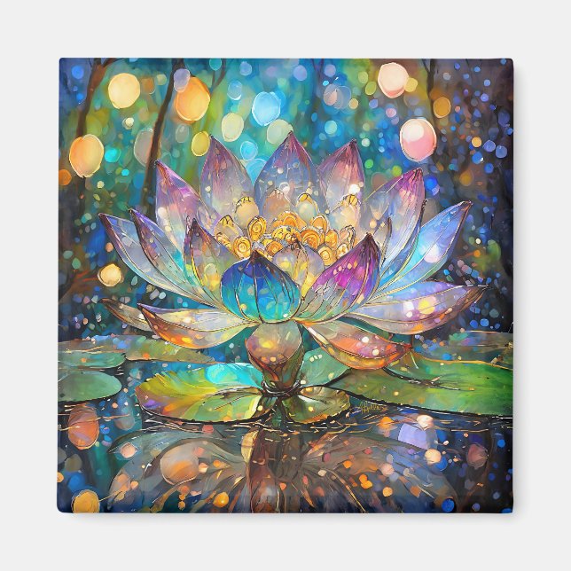 Illuminated Blooming Lotus Flower Magnet (Front)