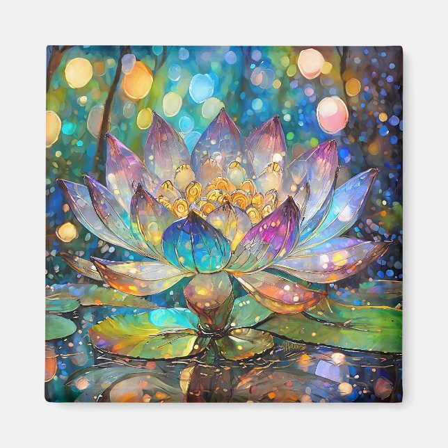 Illuminated Blooming Lotus Flower Magnet (Front)