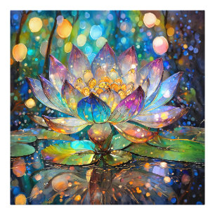 Illuminated Blooming Lotus Flower Photo Print