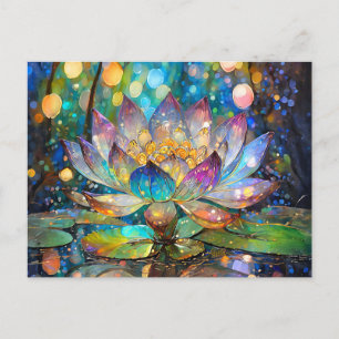 Illuminated Blooming Lotus Flower Postcard