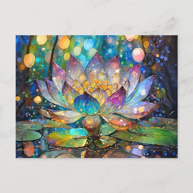 Illuminated Blooming Lotus Flower Postcard (Front)