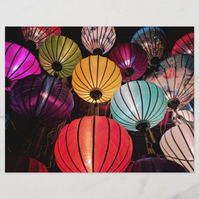 Illuminated Chinese Lanterns Scrapbook Paper (Front)