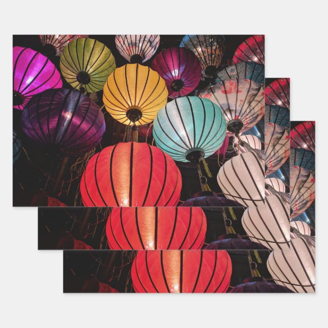 Illuminated Chinese Lanterns  Wrapping Paper Sheet (Set)