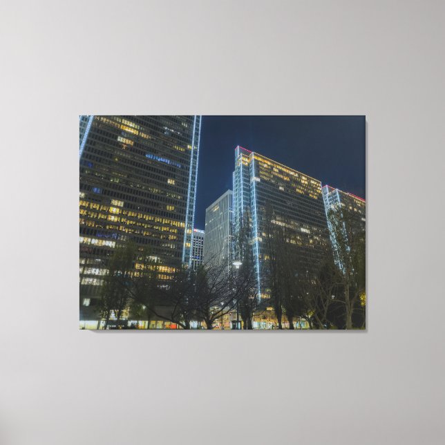 Illuminated Cityscape at Nighttime  Canvas Print (Front)