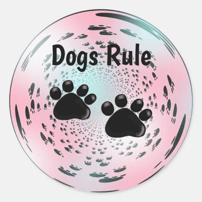 Illuminated Dog Paw Prints Classic Round Sticker (Front)