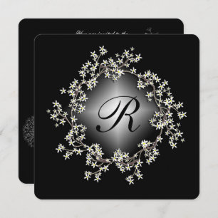 illuminated floral wreath vow renewal invitation