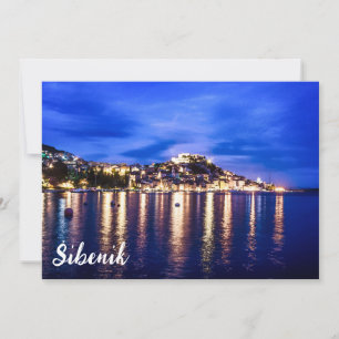 Illuminated harbor in Sibenik, Croatia