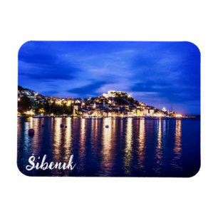 Illuminated harbor in Sibenik, Croatia Magnet