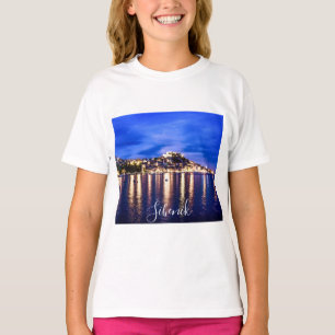 Illuminated harbor in Sibenik, Croatia  T-Shirt