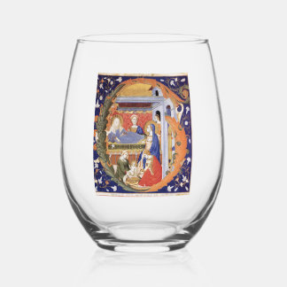 Illuminated Initial G  Stemless Wine Glass