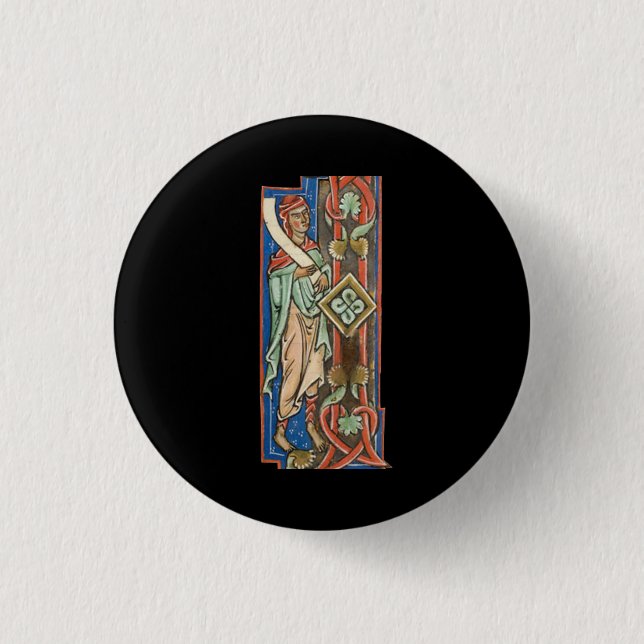 Illuminated Initial I 3 Cm Round Badge (Front)