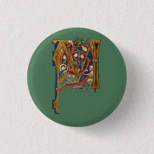 Illuminated Initial M 3 Cm Round Badge