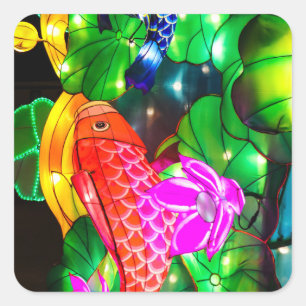 Illuminated Koi Square Sticker
