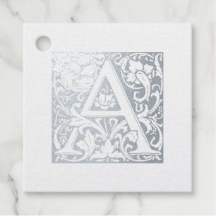 Illuminated Letter A Monogram Wedding Anniversary Favour Tags