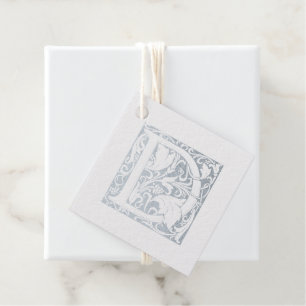 Illuminated Letter D Monogram Silver Anniversary Favour Tags