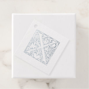 Illuminated Letter X Silver Anniversary Monogram Favour Tags