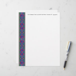 Illuminated Manuscript Border in Red Blue n Green