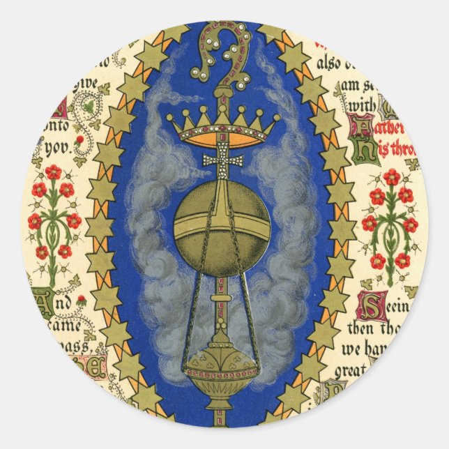 Illuminated Manuscript for Ascension Day Classic Round Sticker (Front)