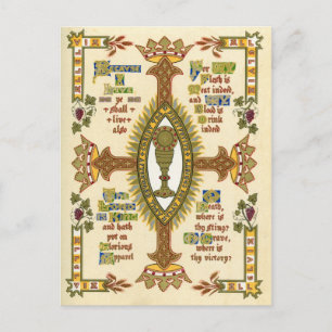 Illuminated Manuscript for Easter. Holiday Postcard