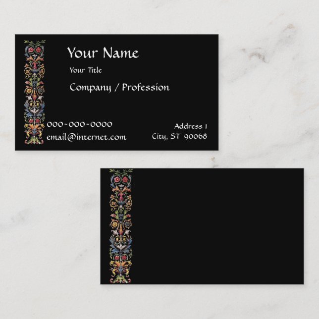 Illuminated Medieva Floral Editable Business Cards (Front/Back)