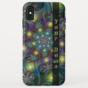 Illuminated modern blue purple Fractal Art Name Case-Mate iPhone Case