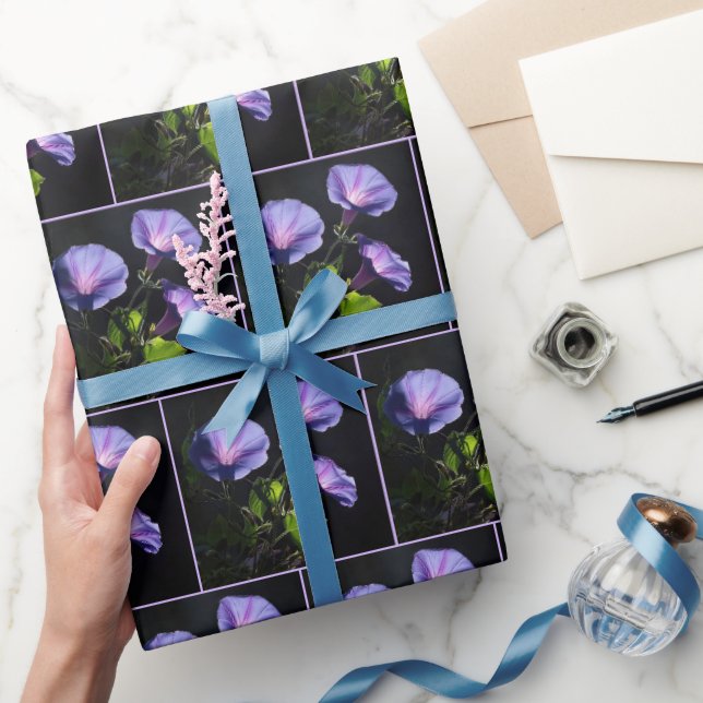Illuminated Morning Glory Flowers Wrapping Paper (Gifting)