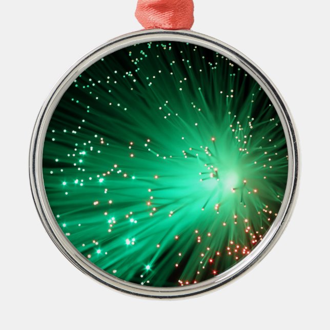 Illuminated Optical Fibres Metal Tree Decoration (Front)