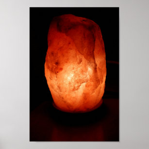 Illuminated Orange Himalayan Salt Lamp Light on a  Poster